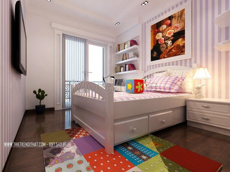 Thiết kế nội thất phòng ngủ con trai biệt thự Vinhome RiverSide